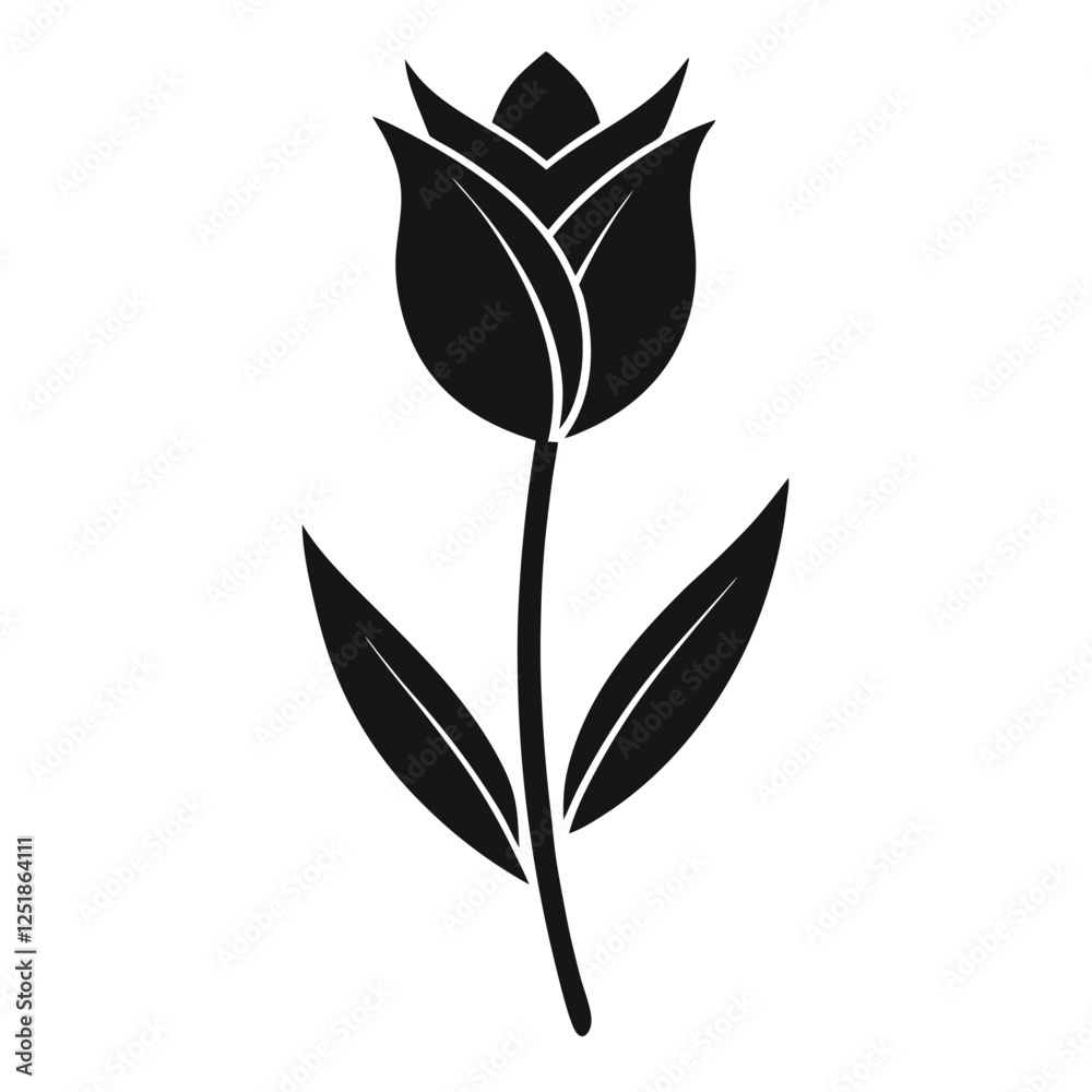 Obraz premium tulip silhouette vector illustration, white background, 