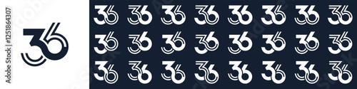 collection of creative number 36 logo designs. abstract thirty-six design vector illustration