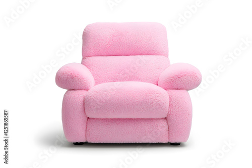 Pink soft comfortable armchair isolated on white background