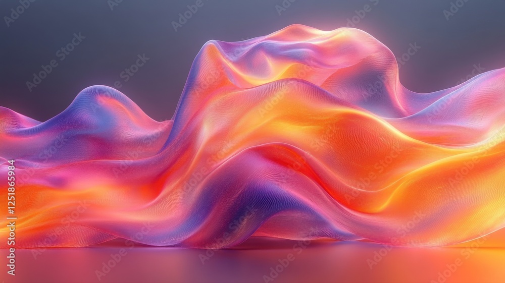 Obraz premium Colorful flowing silk fabric with dreamy waves in soft lighting