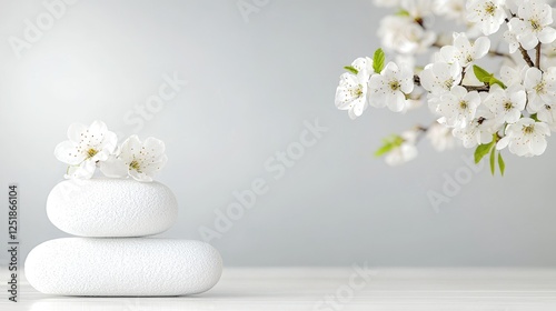 Serenity Spa stones, blossoms, calm background