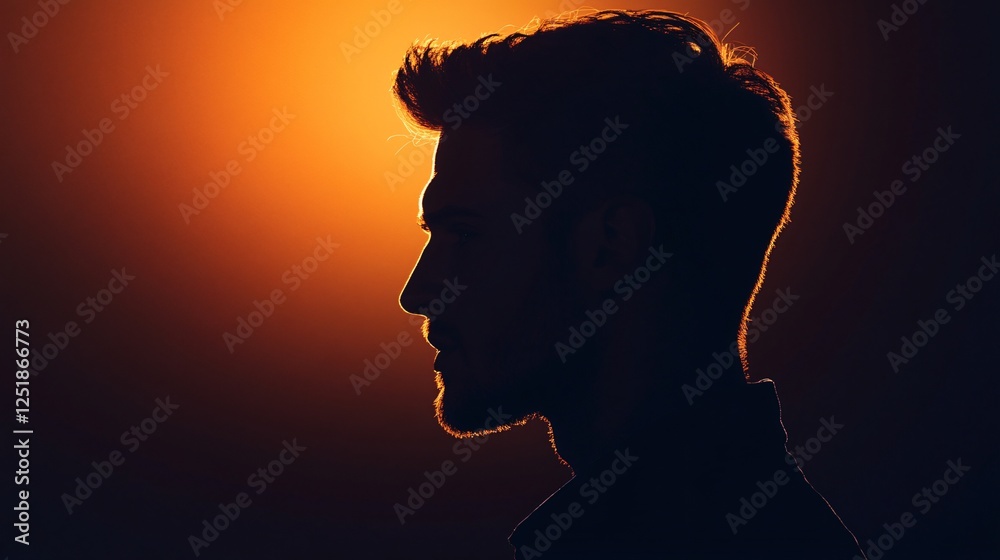 Man's Silhouette in Classic Portrait Man's Silhouette in Classic Portrait