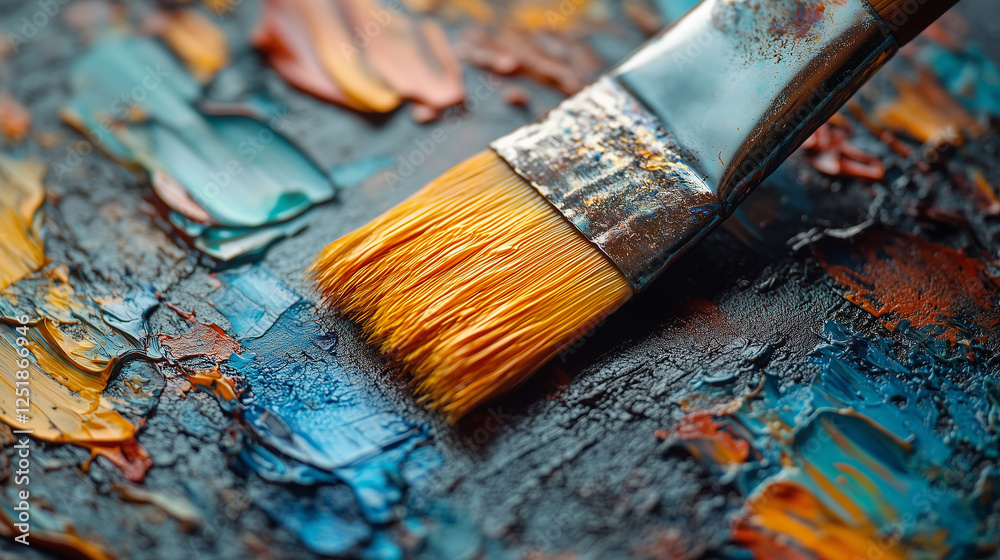 Oil paints and brush close-up. Oil paints and brush close-up.