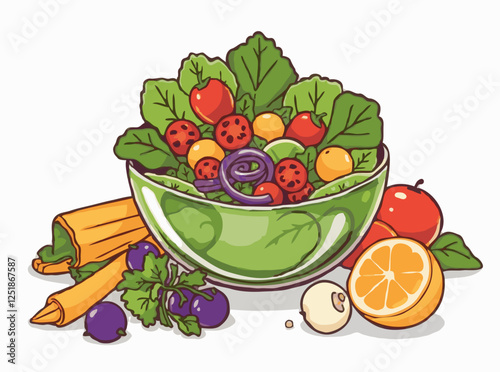 Fresh Salad Ingredients Vector Illustration for Wellness