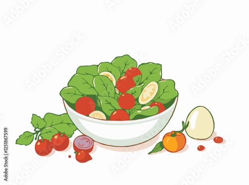 Fresh Salad Ingredients Vector Illustration for Wellness