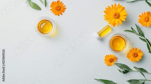 Flat Lay Photo of Natural Ingredients on White photo