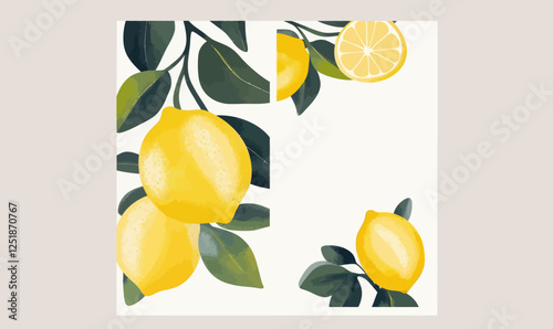 Elegant Wedding Invitation Card with Vibrant Lemon Branches Design for Summer Events