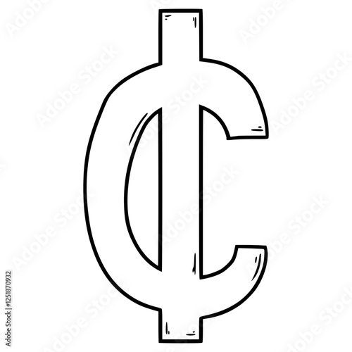 cent icon illustration hand drawn outline vector
