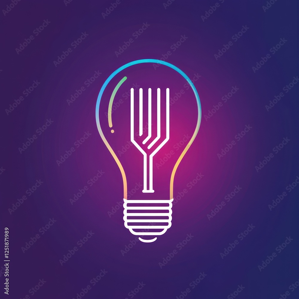 Abstract lightbulb with fork inside, creative concept Abstract lightbulb with fork inside, creative concept