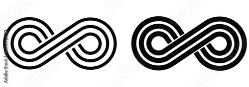 simple infinity symbols. Design elements for unlimited infinity, endless, eternity, loop, discontinuation, and repetition concepts. Vector illustration eps 888.