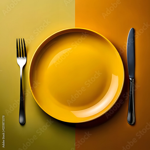 Simple Yellow Plate Setting generative AI