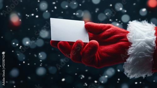 Santa Claus Holding a Gift Card on Black Background