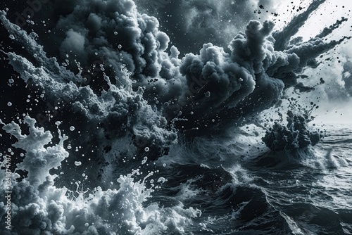 Murky Grain Surge Abstract Texture Explosion with Dark Cloud and Splash Effect