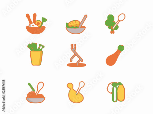 Wholesome Meal Prep Icons for Nutritional Infographics