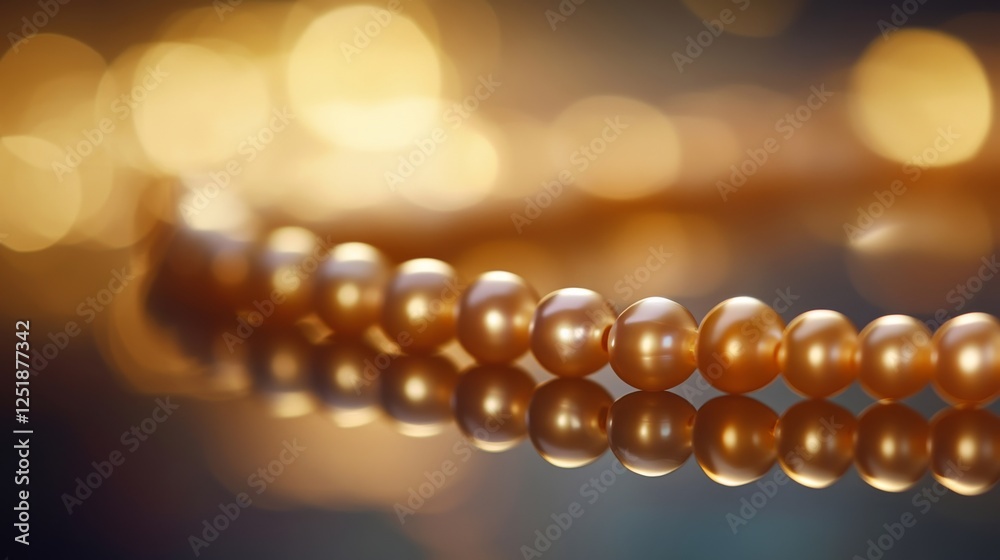 Elegant string of golden pearls reflecting light, creating warm ambiance. Elegant string of golden pearls reflecting light, creating warm ambiance.