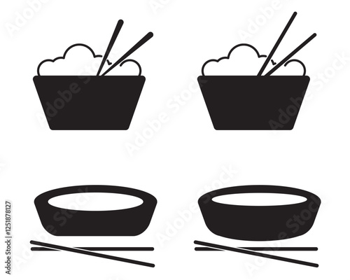 Chopsticks icons set. Chop stick vector isolated on black and white background. Icon chopstick Japanese food, noodles, Korea wood stick Chinese sushi chop in restaurant. Vector illustration.