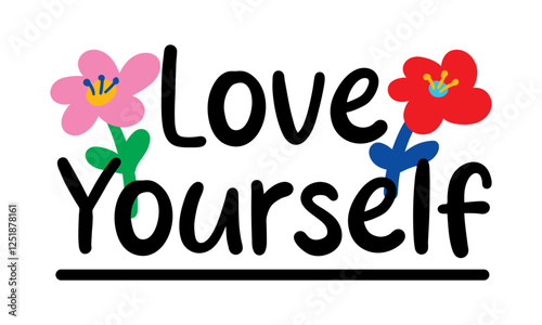 Love yourself text. vector illustration