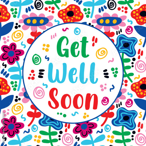 Get well soon text. vector illustration