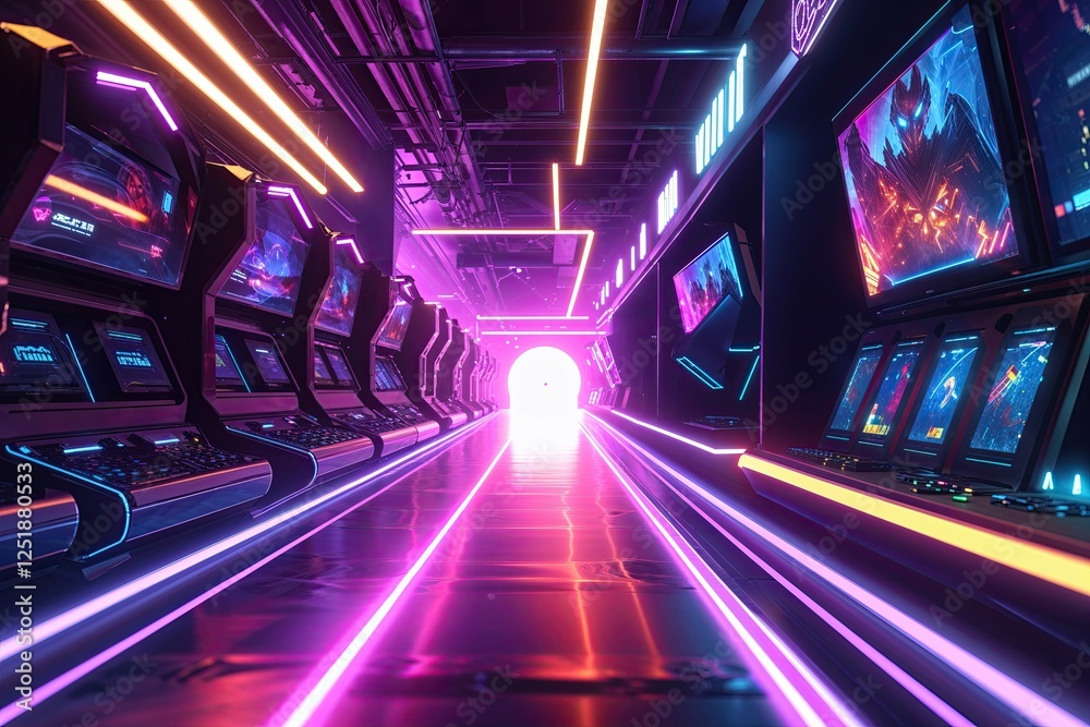 Fototapeta premium Radiant Neon Abstract Background for Innovative Gaming Advertising Banner