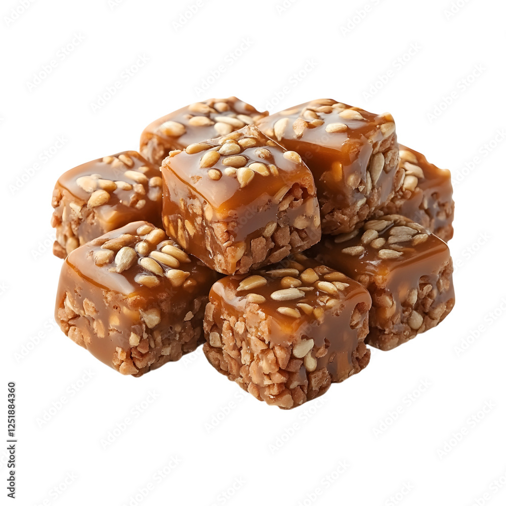 Caramel and Toasted Sunflower Seed Bites Isolated on Transparent Background Caramel and Toasted Sunflower Seed Bites Isolated on Transparent Background
