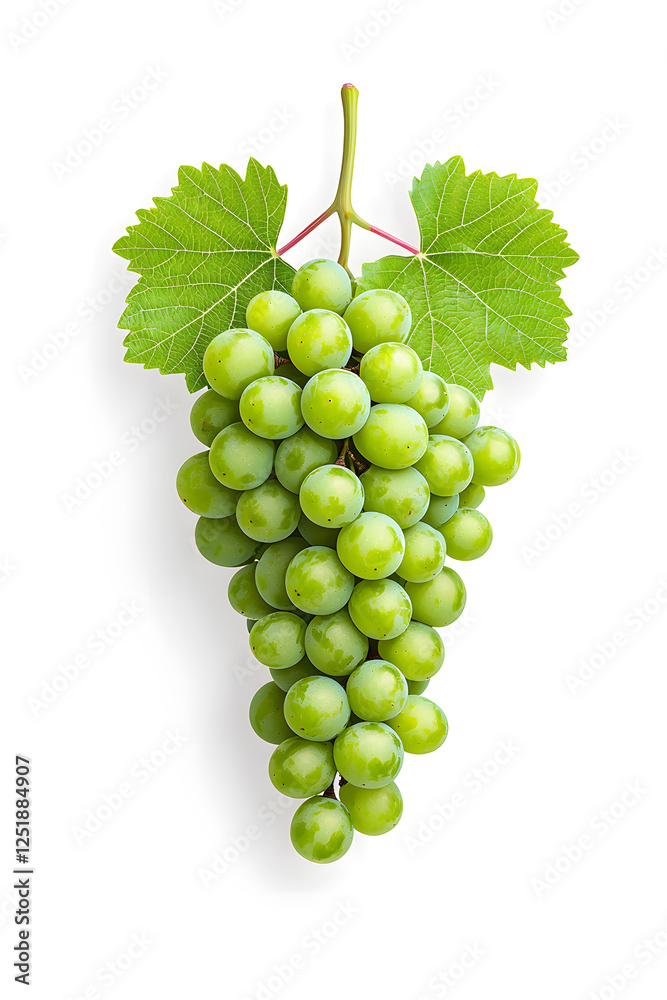 A bunch of fresh green grapes isolated, isolated on white background A bunch of fresh green grapes isolated, isolated on white background