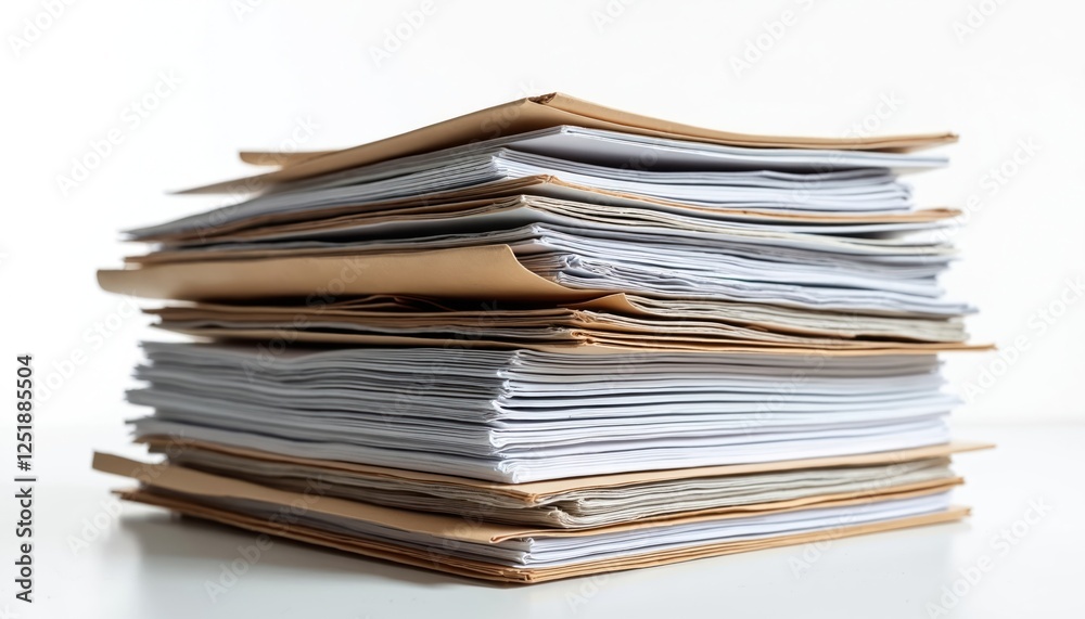 Stack of files and papers is at office. Heap of documentation represents workload. Report, paperwork, research, info, sheets, forms are in big pile. Job, management, bureaucracy concept. Stack of files and papers is at office. Heap of documentation represents workload. Report, paperwork, research, info, sheets, forms are in big pile. Job, management, bureaucracy concept.