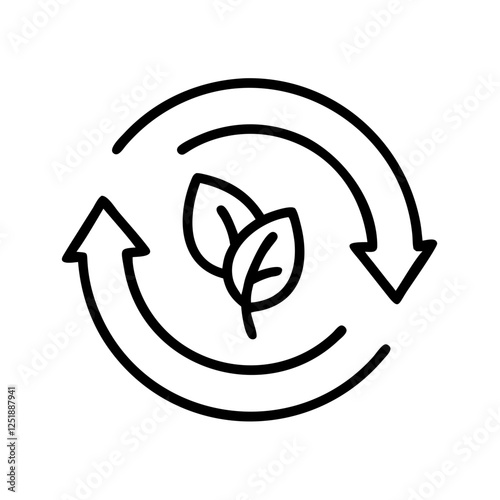 Circular economy icon with arrows and leaf symbol