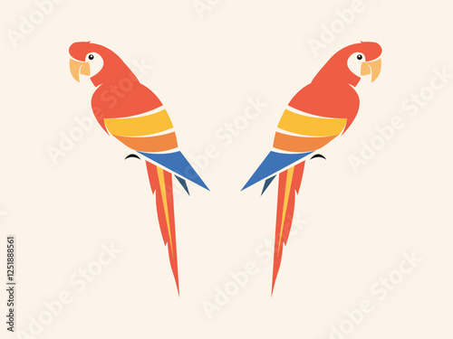 colorful parrot flat design vector illustration