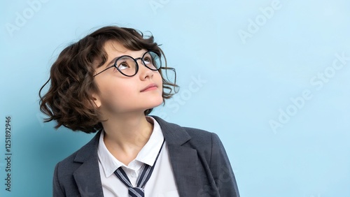 School Girl Portrait on a Solid Background