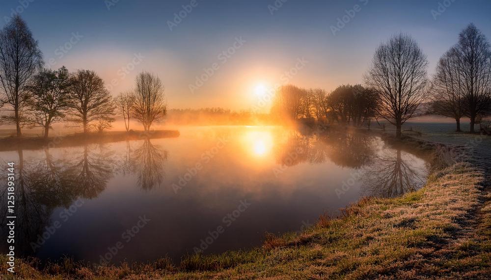 this sunrise move on a misty lake casts a prolonged shadow and reflection in this calm easter morning example this sunrise move on a misty lake casts a prolonged shadow and reflection in this calm easter morning example
