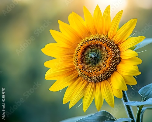 Close-Up of a Blooming Sunflower with Vivid Yellow Petals for Floral Wallpapers – Generative AI