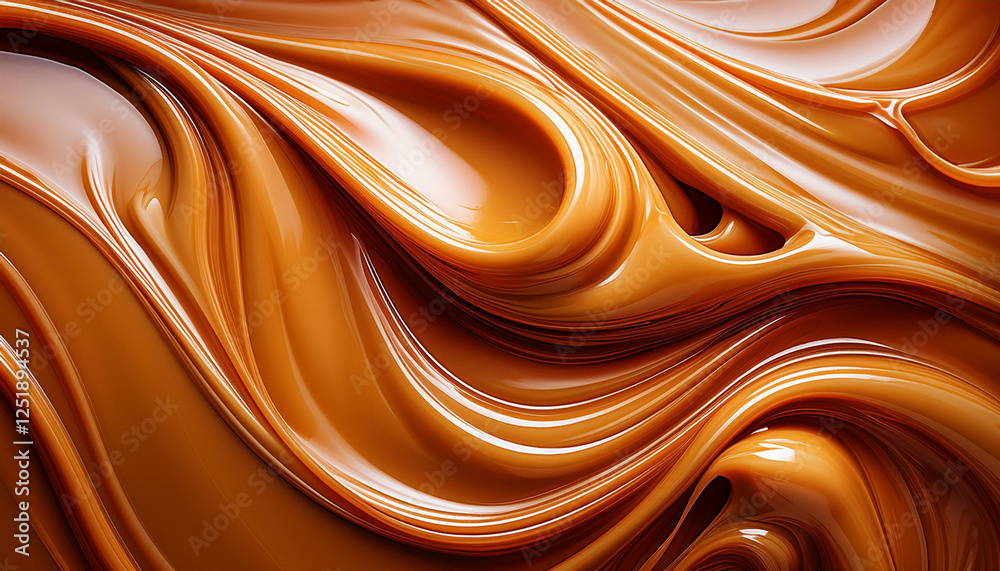 Fototapeta premium melted smooth liquid caramel texture abstract background sweet food