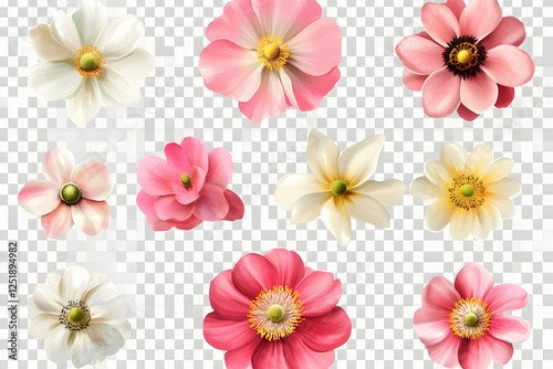 Wallpaper Mural Set of Various Blooming Flowers on Transparent Background Torontodigital.ca
