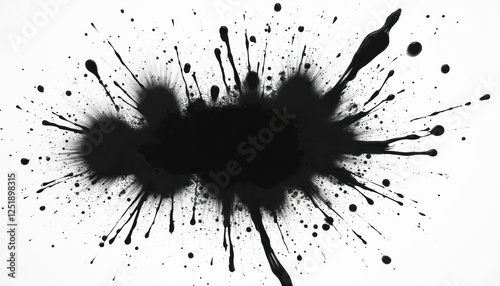 Wallpaper Mural Illustration of black ink splatters, brush strokes. Dirty artistic design elements of black inked splatter dirt stain splattered spray splash with drops blots on white. Torontodigital.ca