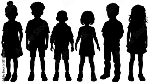 Wallpaper Mural Children kids silhouette set, vector silhouette of children Torontodigital.ca