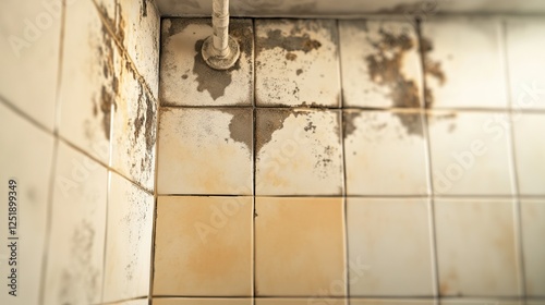 Wallpaper Mural Moldy bathroom tiles with plumbing pipe show causes of home allergies and health risks Torontodigital.ca