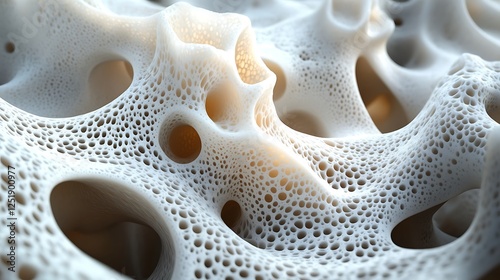 Organic structure with fine detailed porous cavities in extreme macro photo