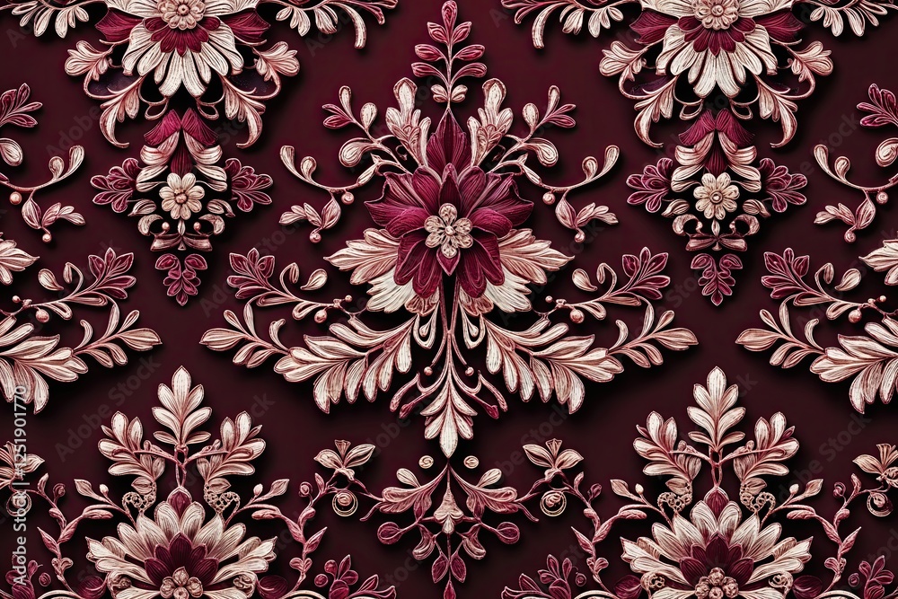 Elegant Maroon Lace Design with Detailed Outline for Vintage Home Decor Elegant Maroon Lace Design with Detailed Outline for Vintage Home Decor