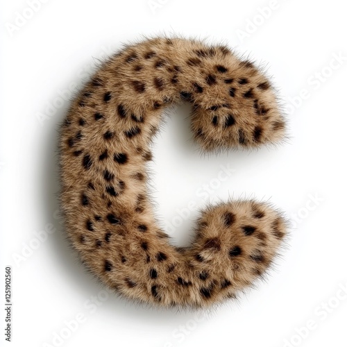 Leopard fur letter C on a white background showcasing a unique and stylish design element perfect for various creative applications