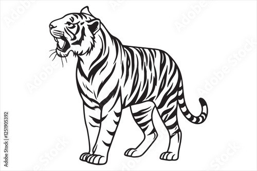 Black and white illustration tiger