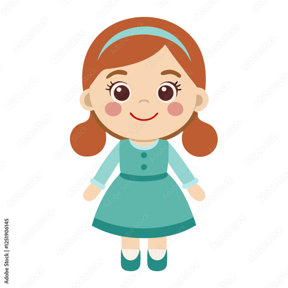 A cheerful doll toy featuring a girl with a friendly smile, dressed in a lovely outfit. This toy encourages joyful play and sparks creativity in children’s activities A cheerful doll toy featuring a girl with a friendly smile, dressed in a lovely outfit. This toy encourages joyful play and sparks creativity in children’s activities