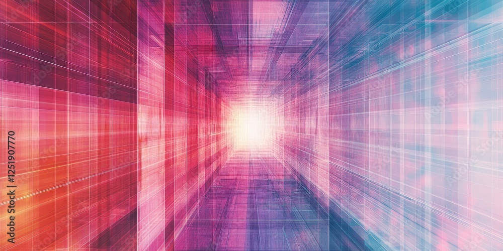 Abstract tunnel of geometric shapes with vibrant colors converging Abstract tunnel of geometric shapes with vibrant colors converging