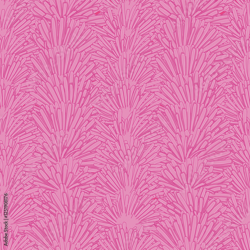 Pink petal surface pattern design. Abstract arc seamless vector illustration.