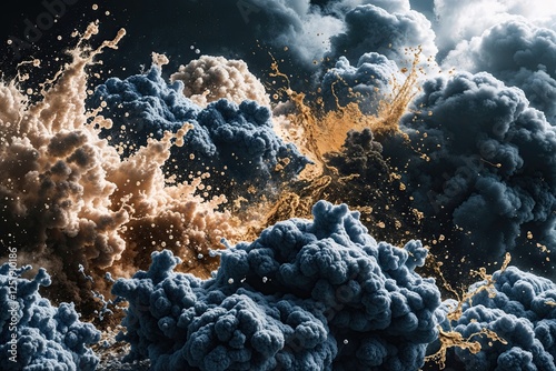 Dark Cloud Murky Grain Texture Explosion with Splash Effect