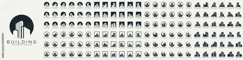 Fototapeta premium Mega logo collection, Abstract building architecture logo design. icons for business of luxury, elegant, simple.
