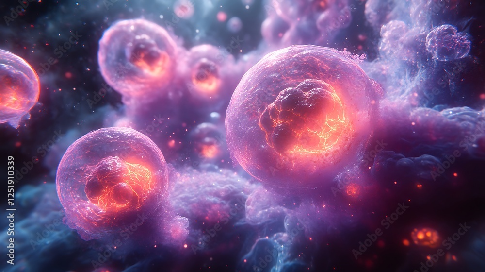 Future-inspired microscopic world of digital cells exchanging signals in a simulated biological system