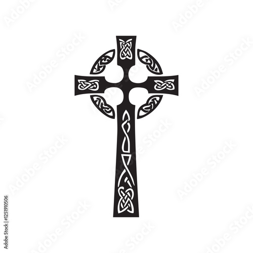 This image showcases a detailed Celtic cross, featuring intricate knotwork patterns - Saint Patrick’s Day 17 March
