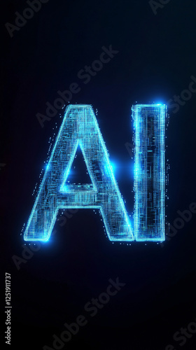 artificial intelligence design technology concept, of a glowing Blue digital 