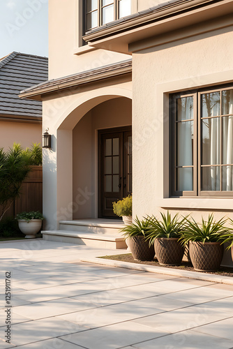 Wallpaper Mural Luxury Home Exterior: Modern Architectural Design, Elegant Entrance, and Landscaped Garden Torontodigital.ca