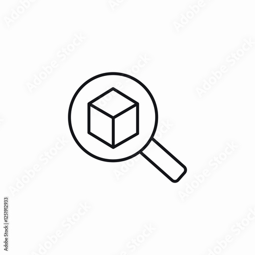 magnifying glass cube icon sign vector